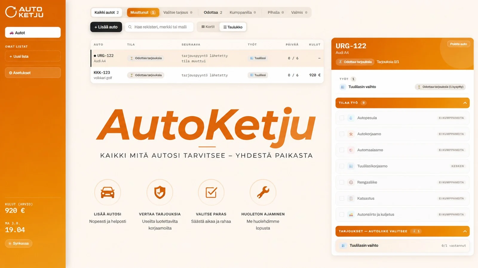 AutoKetju — Kodion rakentama verkkopalvelu autoalan yrityksille